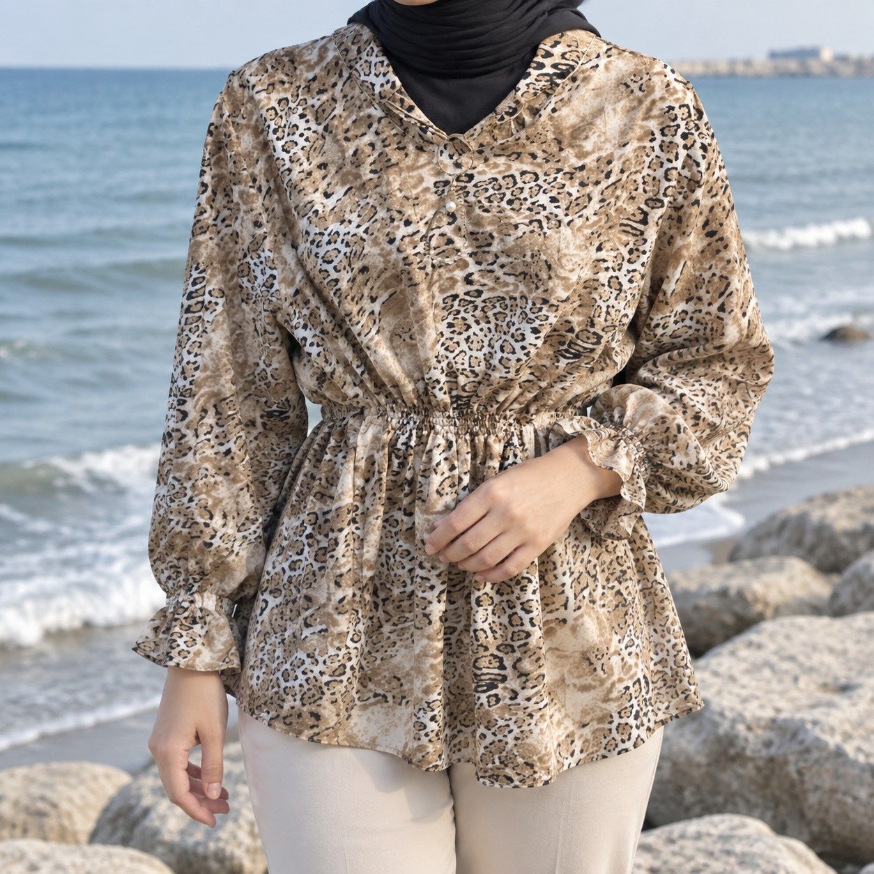 شومیز پلنگی کمر کش